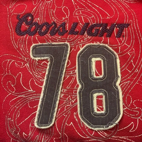 Coors Light red full zip up Hoodie M Sweatshirt Jacket Coors appliqué detail - Picture 2 of 6